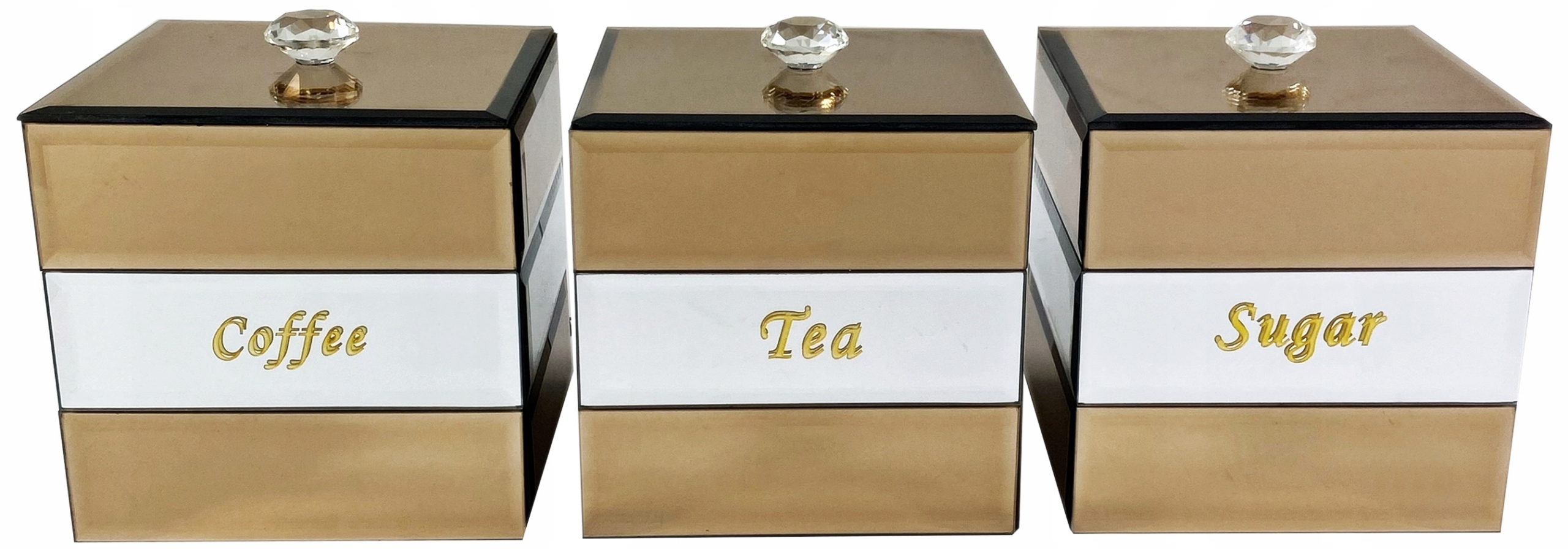 Zrcadlová Nádoba Káva Čaj Cukr Glamour