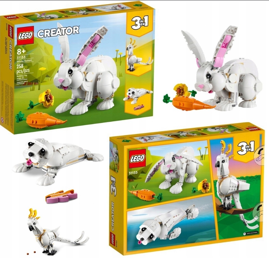 Lego Creator 3W1 Bialy Krolik Papuga Foka Egzotyczna Papuga Mini Zestaw