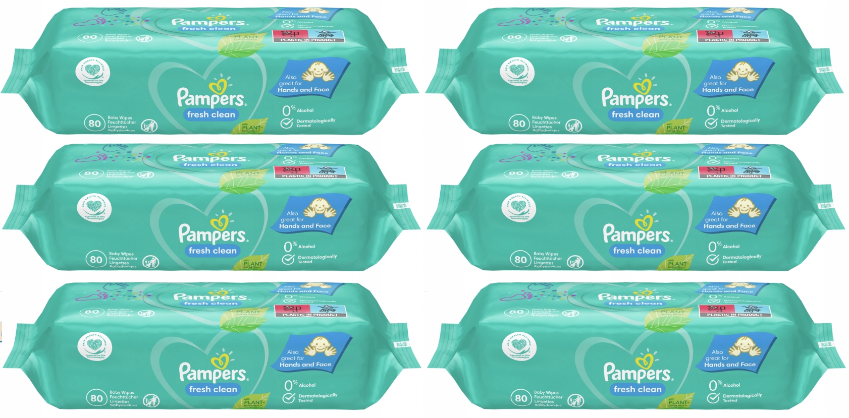 CHUSTECZKI PAMPERS FRESH CLEAN 480 SZT 6x80