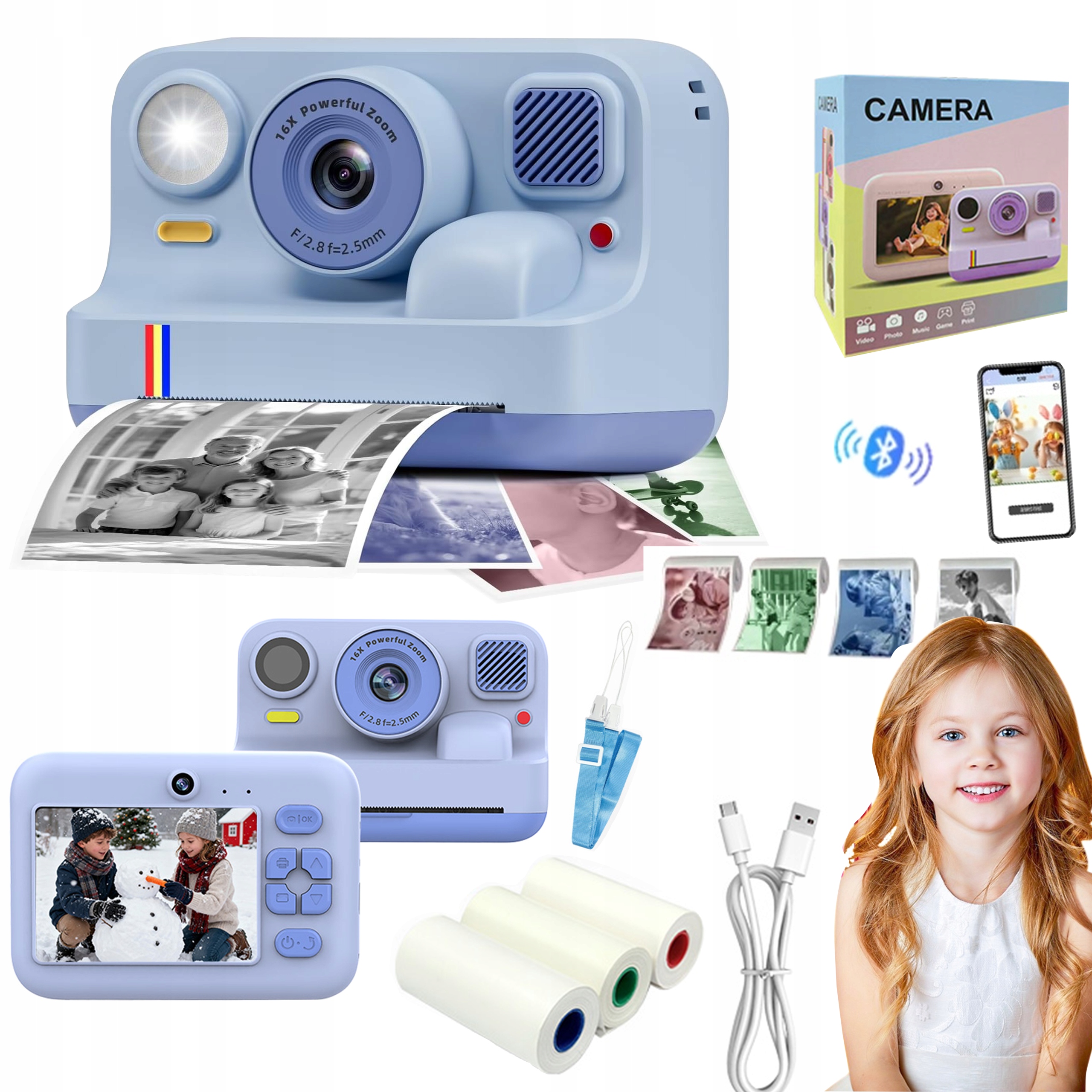 Fotoaparát pro děti digitální Okamžitý s tiskárnou Náplně