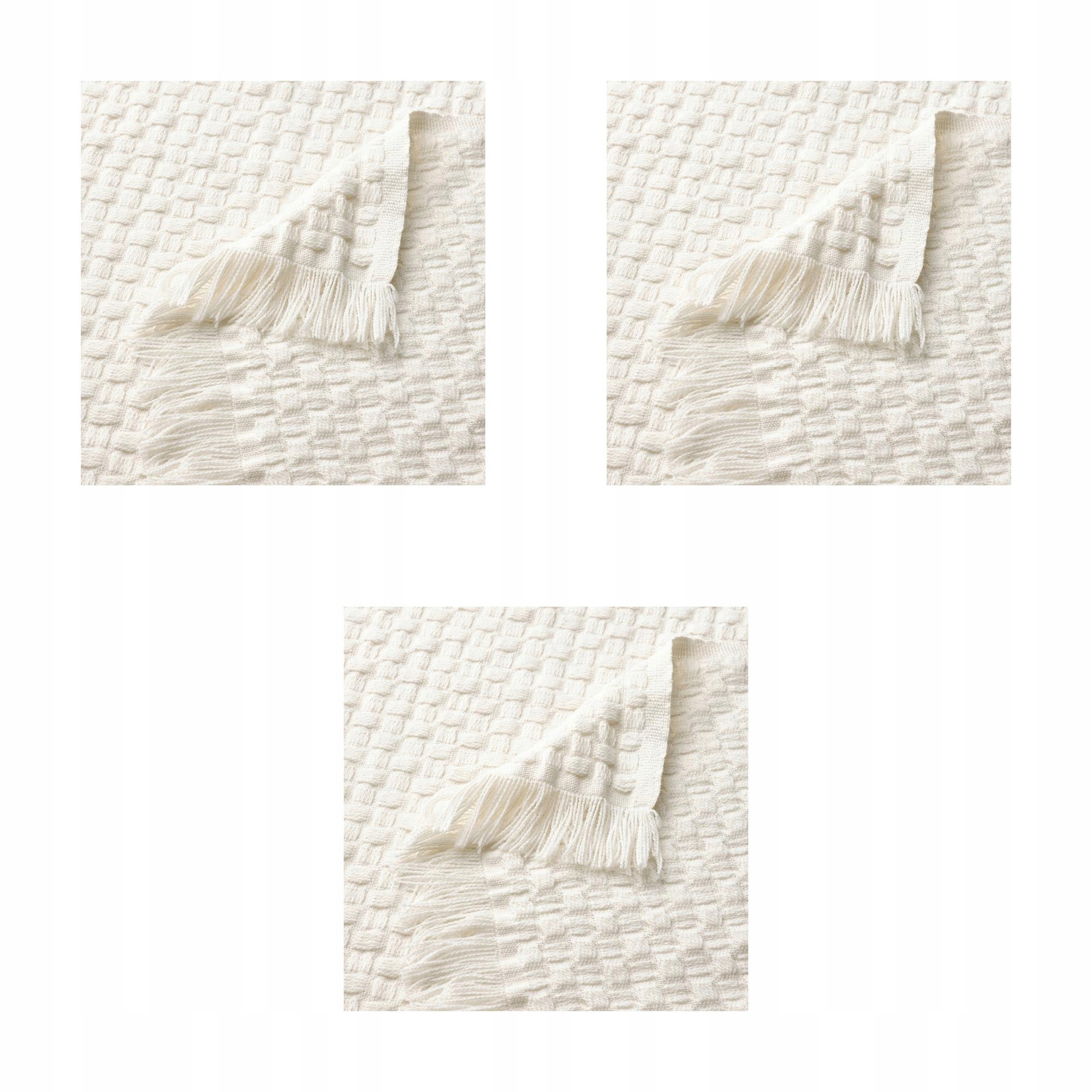 3 ks krémový pléd Hornmal 130 x 170 cm s třásněmi, měkký, teplý