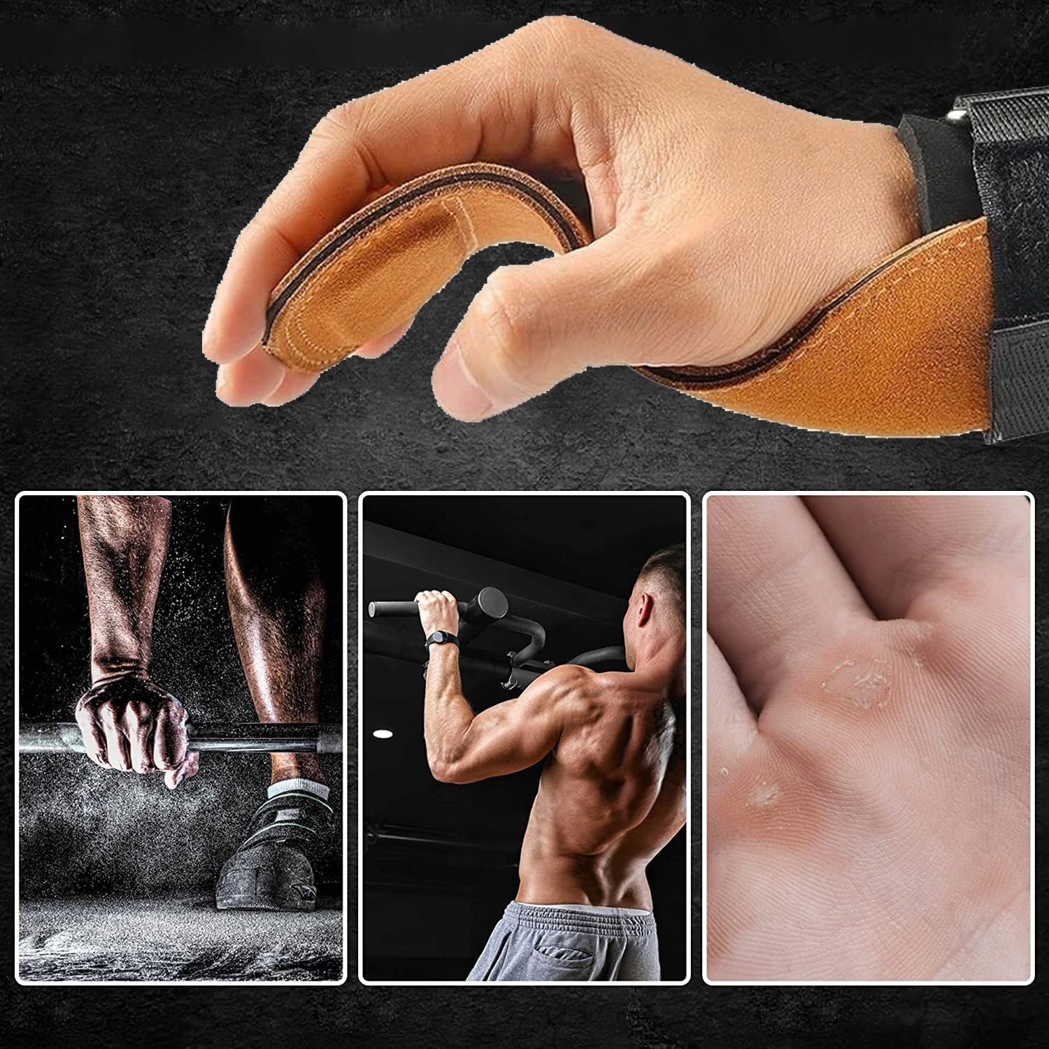 SKÓRKI GIMNASTYCZNE DO TRENINGU SIŁOWEGO KULTURYSTYKI Z REGULOWANYM RZEPEM EAN (GTIN) 0886545097565