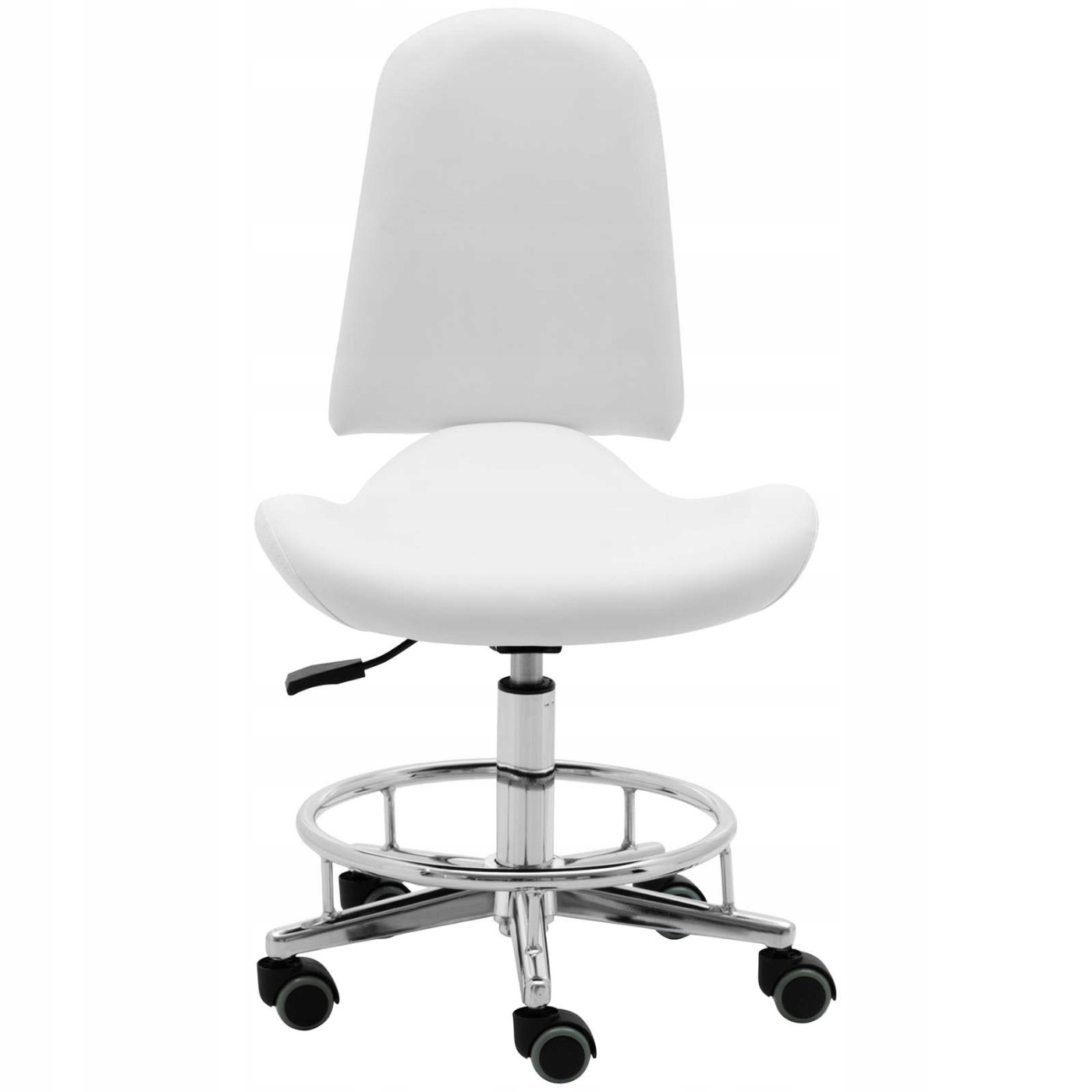 KRZESŁO KOSMETYCZNE FOTEL SIODŁOWY OPARCIE KÓŁKA Model RUE WHITE