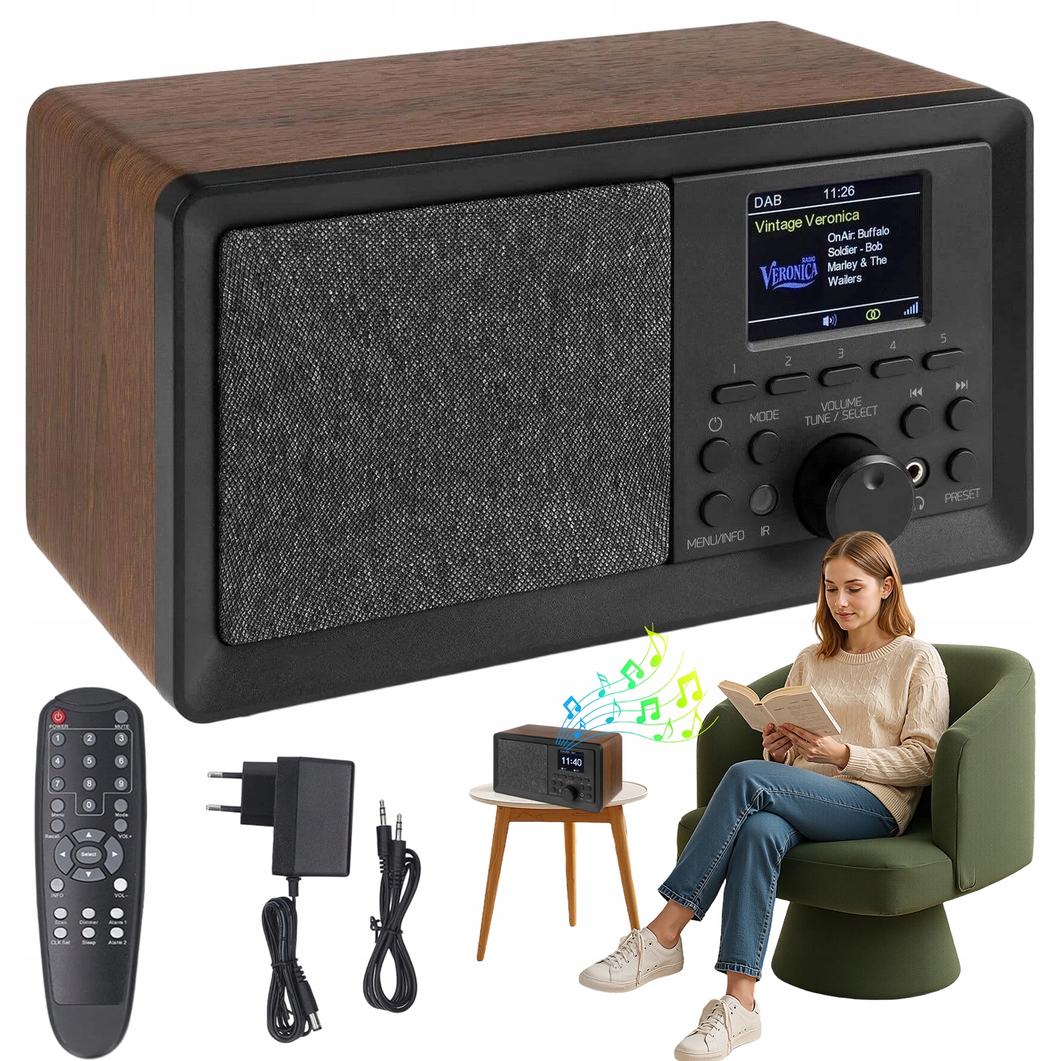 Rádio Dab+ Retro S Bluetooth 5.0, Dvojitý Alarm, 30 Staníc
