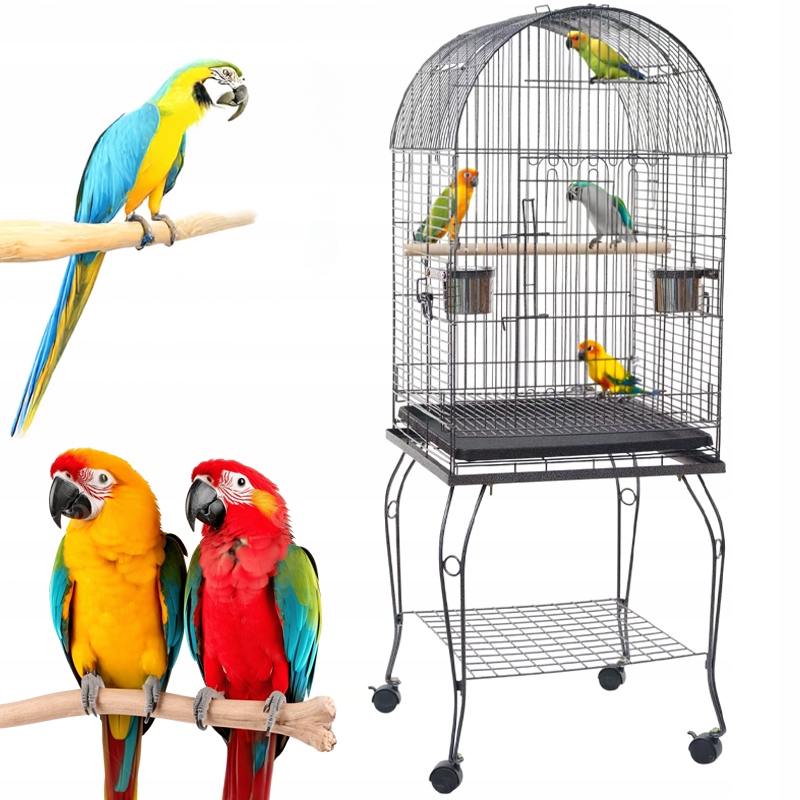 Levně Klec Voliéra Velká Na Kolečkách Papoušků Kanárů Exotického Ptactva Černá