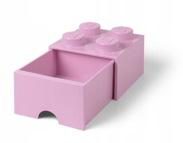 Lego Kontejner Krabička Kostka 4 Světle Růžová Se Zásuvkou 25 cm 40051738