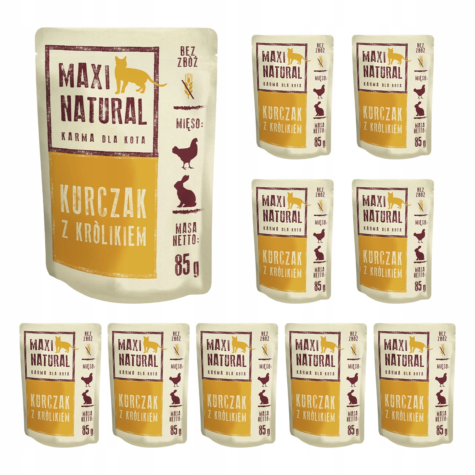 Maxi Natural Karma dla kota pełnoporcjowa Kurczak z królikiem 10x85g