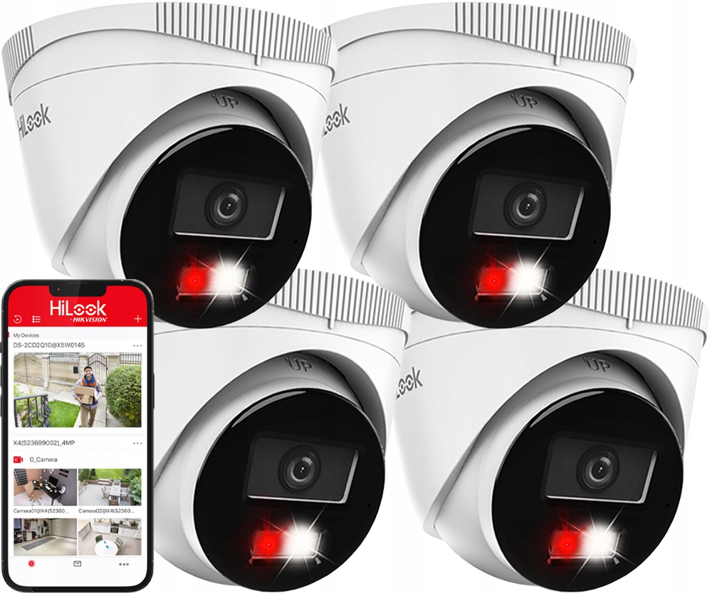Kamera x4 Ip 6Mpx vonkajšia IPCAM-T6-30DL HiLook od Hikvision Hd