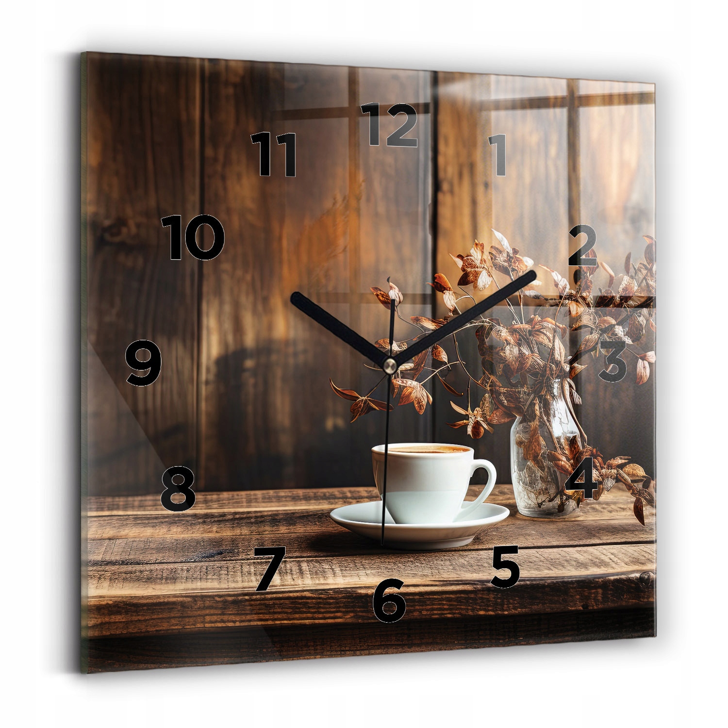 Hodiny Tvrzený Skleněný Nástěnný Tiché tipy Hrnek kávy 30x30