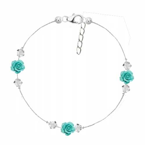 

Srebrna bransoletka Swarovski, róza na nogę srebro