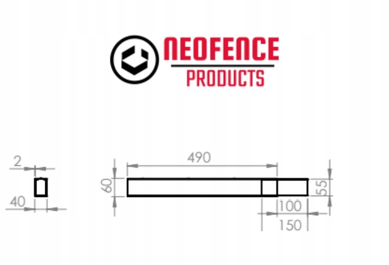 PRZEDŁUŻKA SŁUPKA GŁADKA 40X60 + OBEJMY KOŃCOWE Rodzaj inny