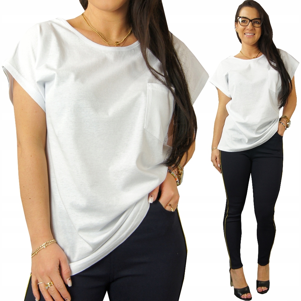 

Bluzka Bawełniana Tshirt Gładka z Kieszonką, 3XL