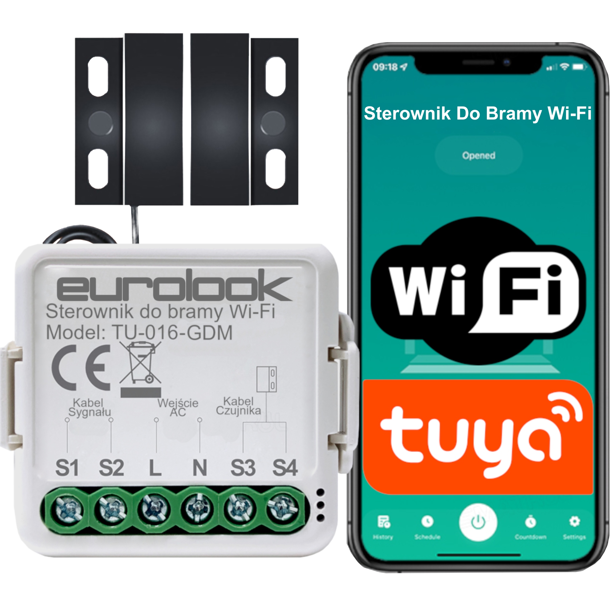 Sterownik Do Bramy Garażowej Wjazdowej Tuya Smartlife WiFi Czujnik Mini