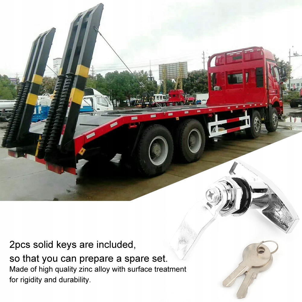 ZAMEK DRZWI PRZYCZEPY KEMPINGOWEJ 2XKLUCZ TYLNE T UCHWYT Marka bez marki