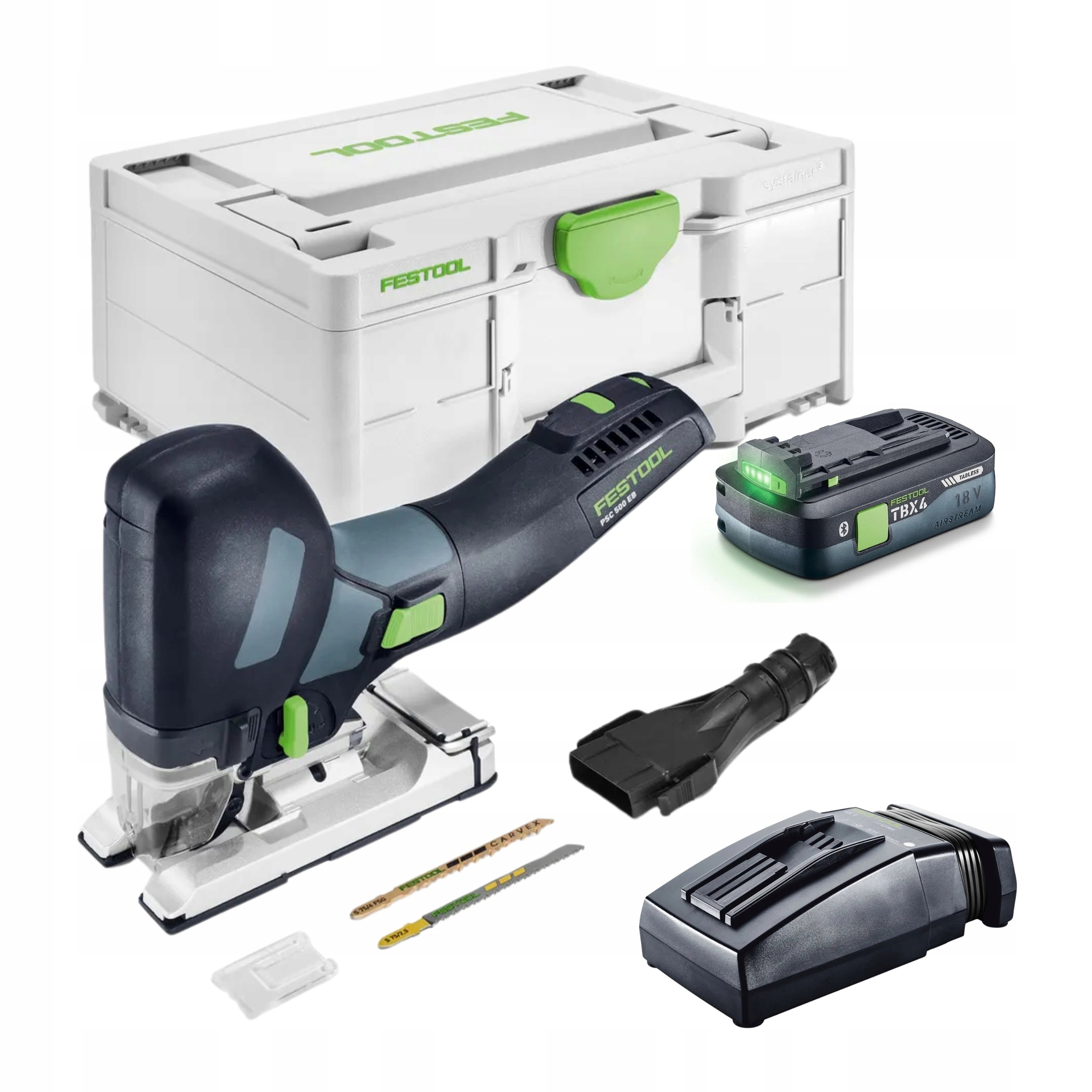 Wyrzynarka Psc 500 Festool Aku Plus Akumulator Tbx 4,0 Ładowarka Tcl 6