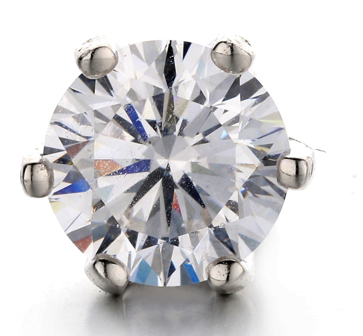 MĘSKI SREBRNY KOLCZYK Z BIAŁĄ DIAMENTOWĄ CYRKONIĄ SREBRO PRÓBA 925 Materiał srebro