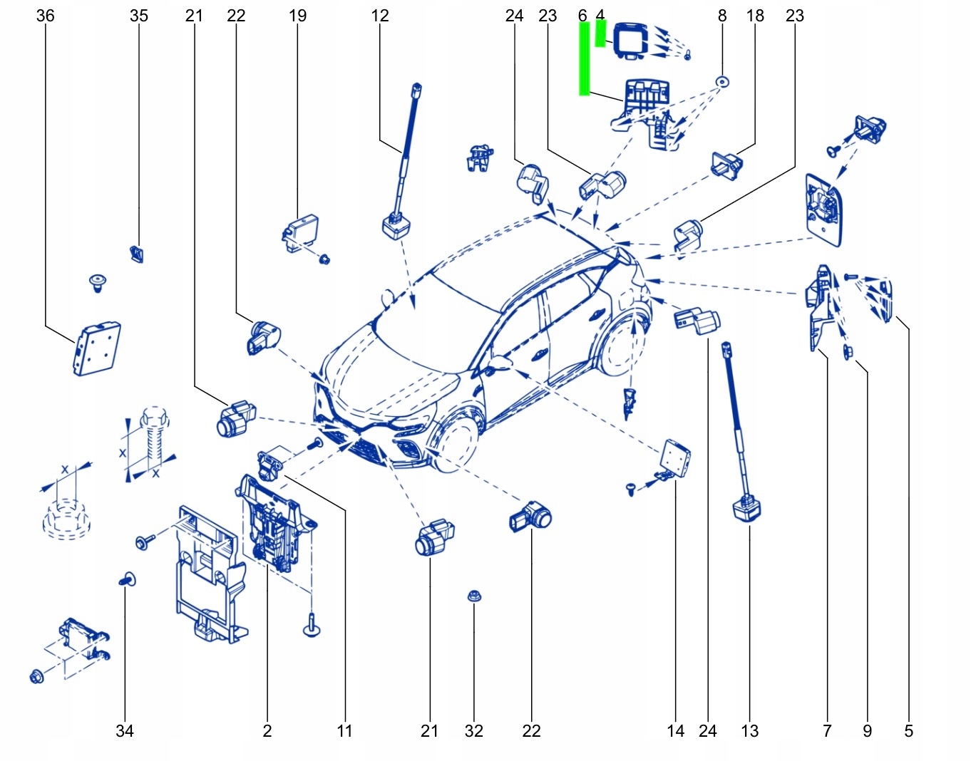 Датчик рамка зад правый renault CAPTUR II SYMBIOZ