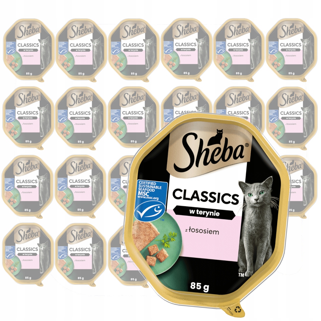 Sheba Classics 22x85 g s lososem Vlhké Krmivo pro kočky v terině