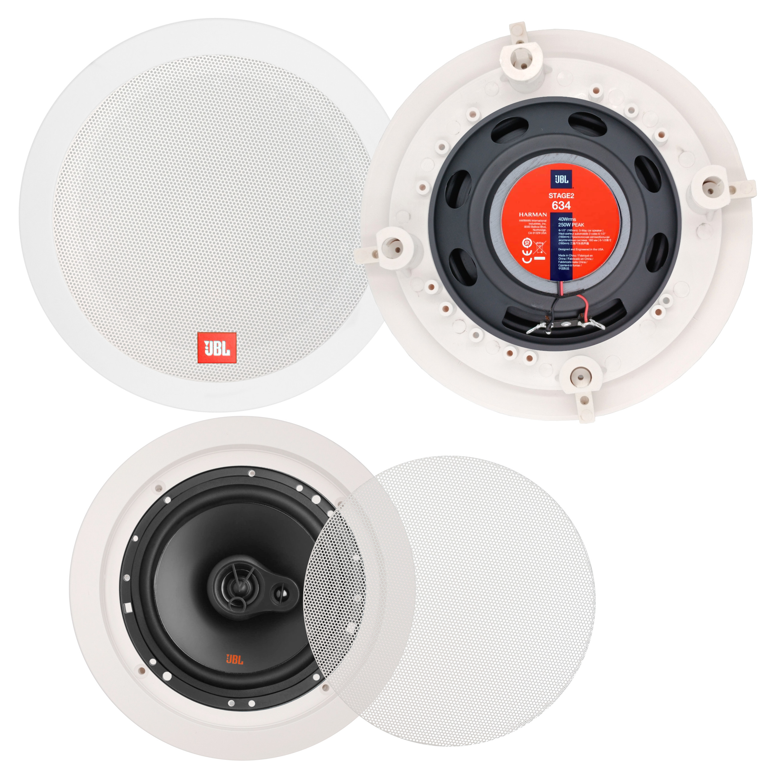 2x GŁOŚNIKI SUFITOWE JBL do restauracji gabinetu siłowni biura pokoju Kolor biały