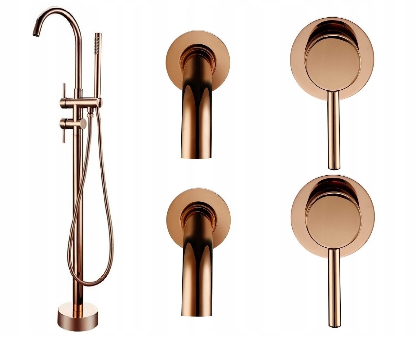 Voľne stojaca vaňová batéria Rose Gold Sada