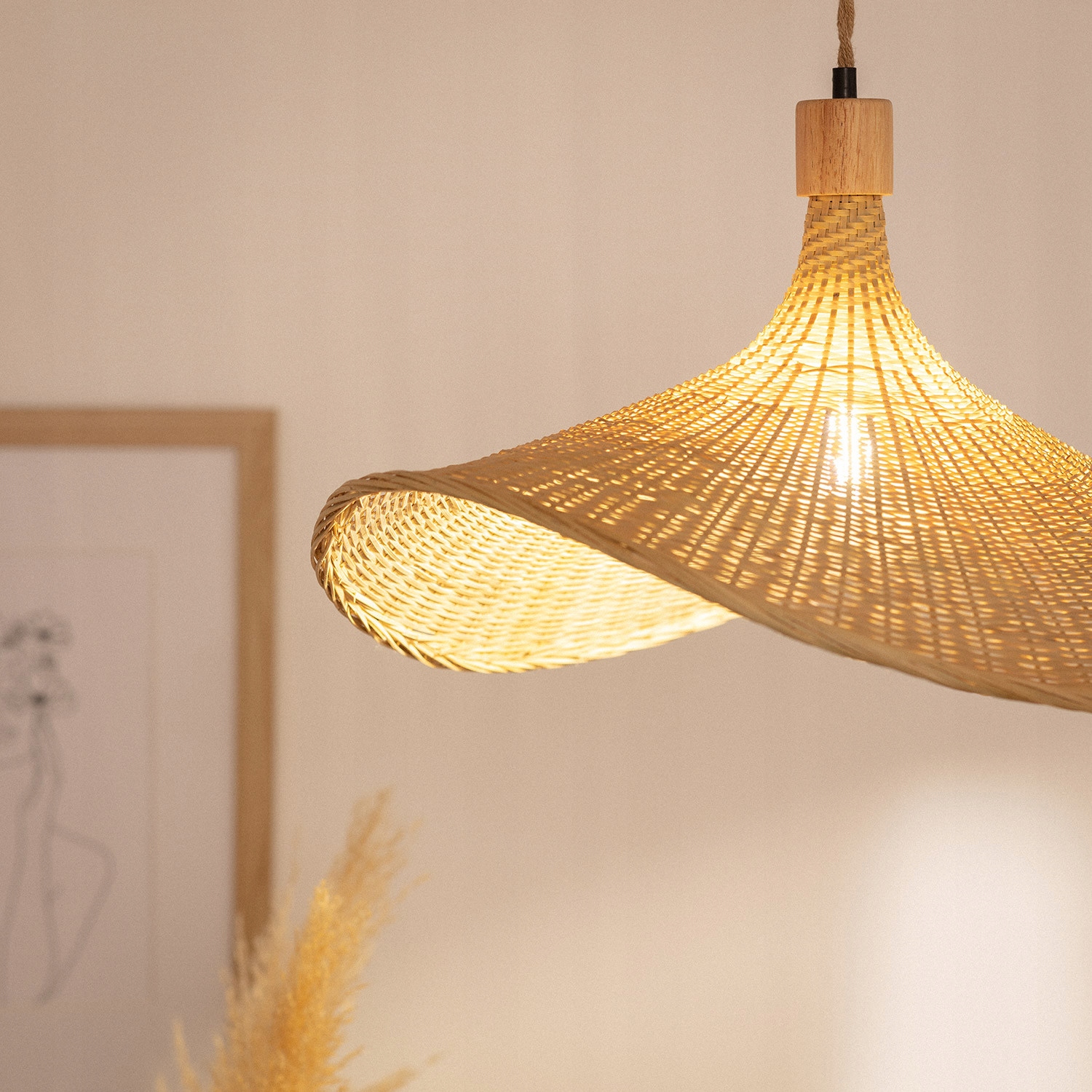 Nowoczesna lampa wisząca naturalna boho 1xE27 Marka LEDKIA