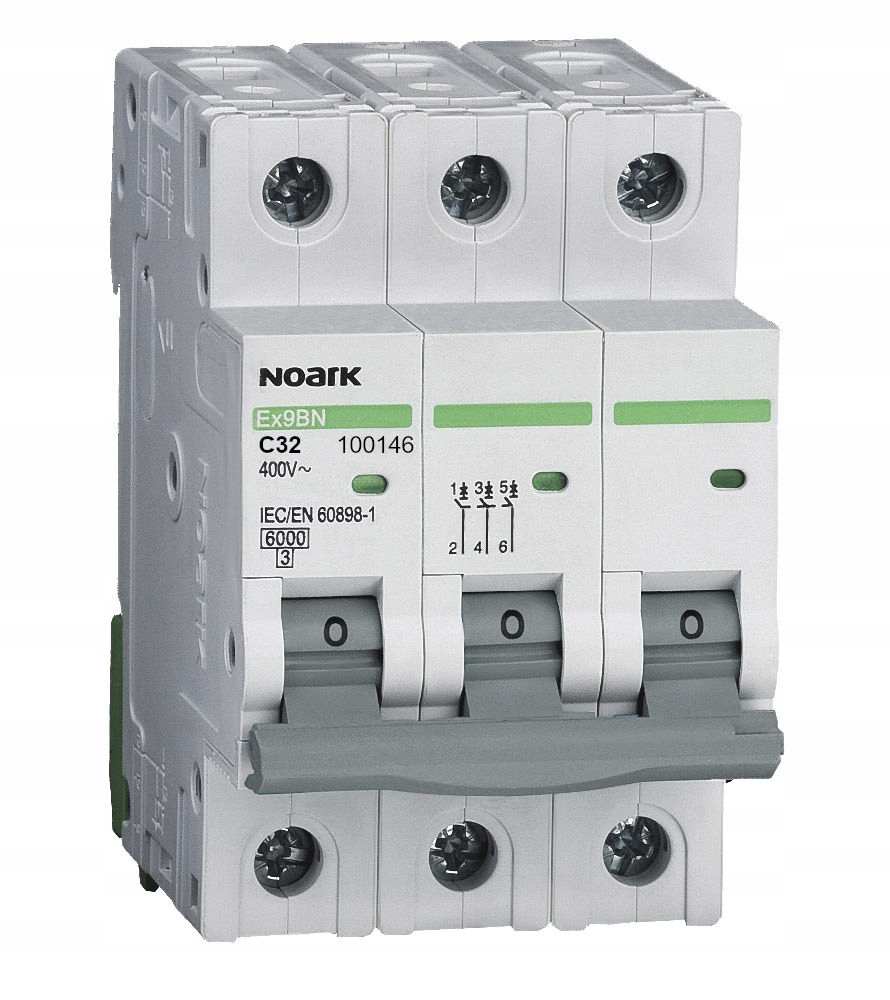 

Noark Wyłącznik nadprądowy 3P C32A 6kA Ac 100146