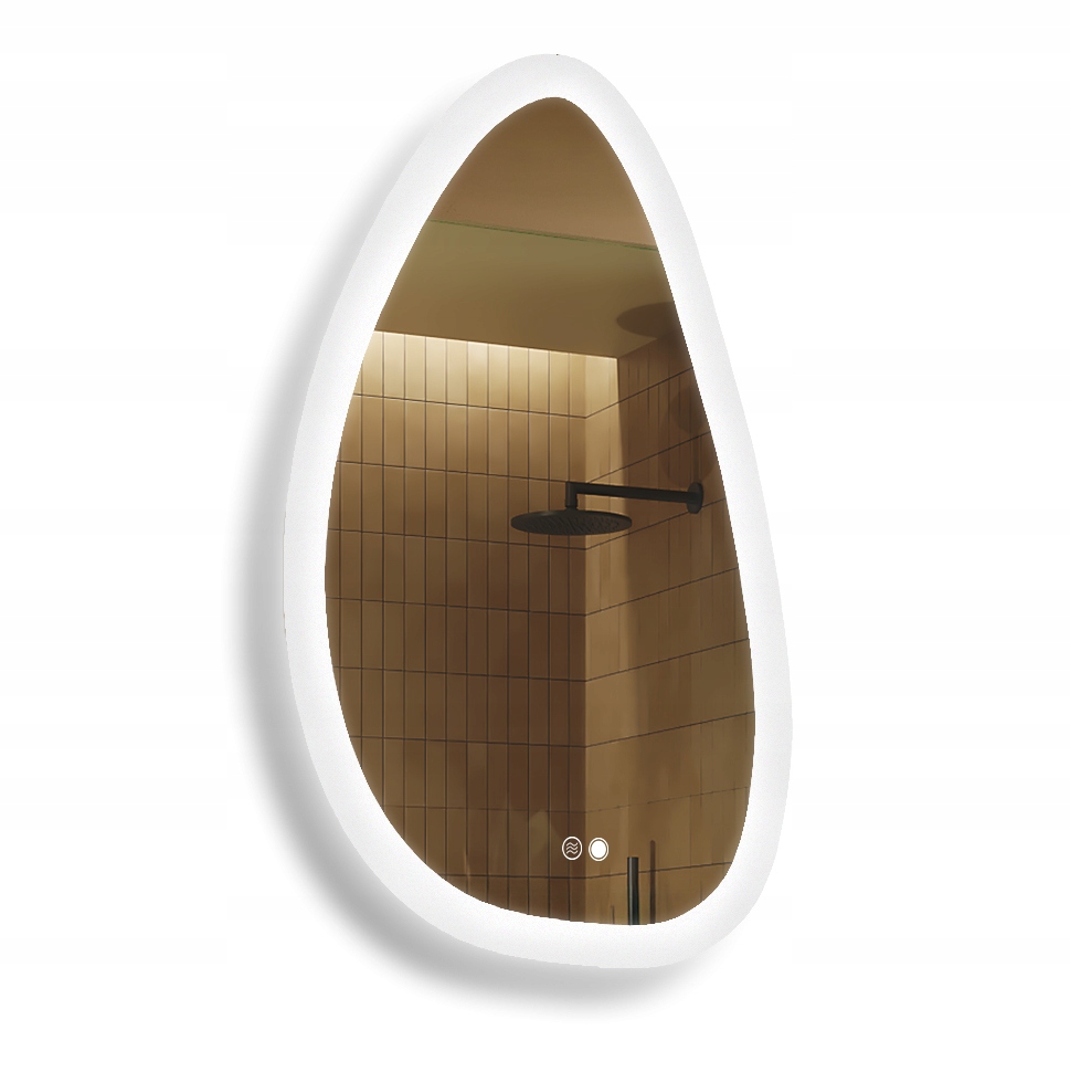 Lustro łazienkowe 64x104 cm nieregularne Led Dual Włącznik Mata grzewcza