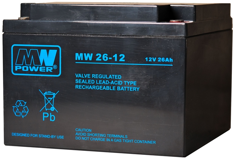 Akumulator Bateria Agm Vrla Mw Power 26Ah 12V MW26 MW26-12 Centrala Alarm