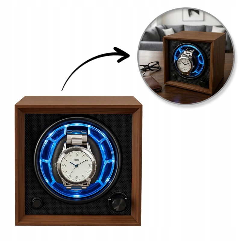 Rotomat Krabička Pouzdro Automatické Na Hodinky Dřevo Organizér Tichý
