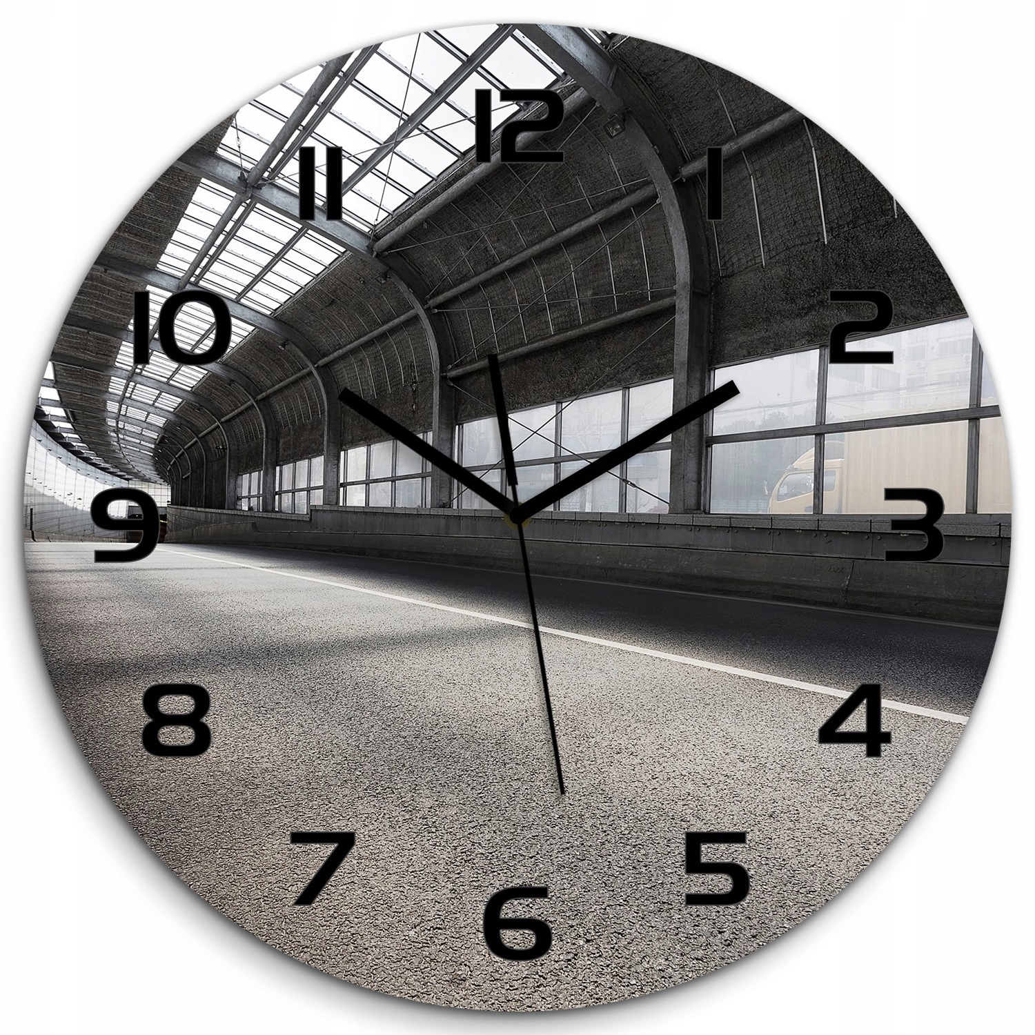 

Zegar ścienny ze szkła, duży Droga w tunelu fi 60