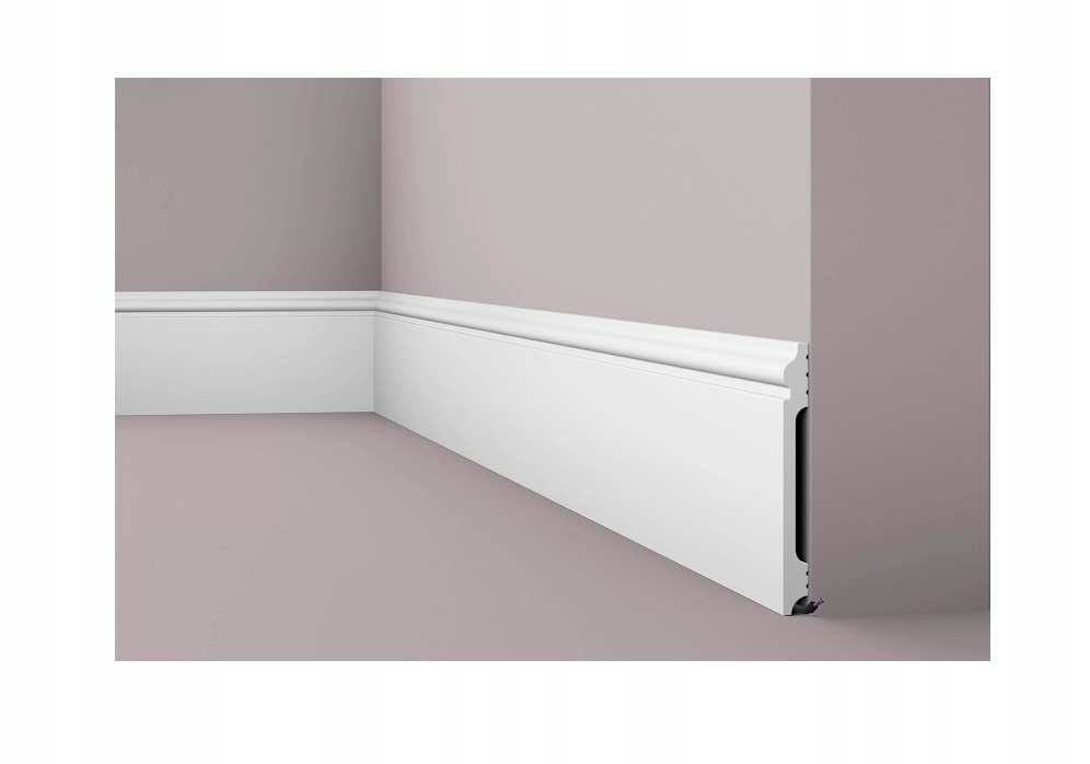 Podlahová lišta Twarda vysoká 17 cm, podstavec na stěnu, bílá, 2 m