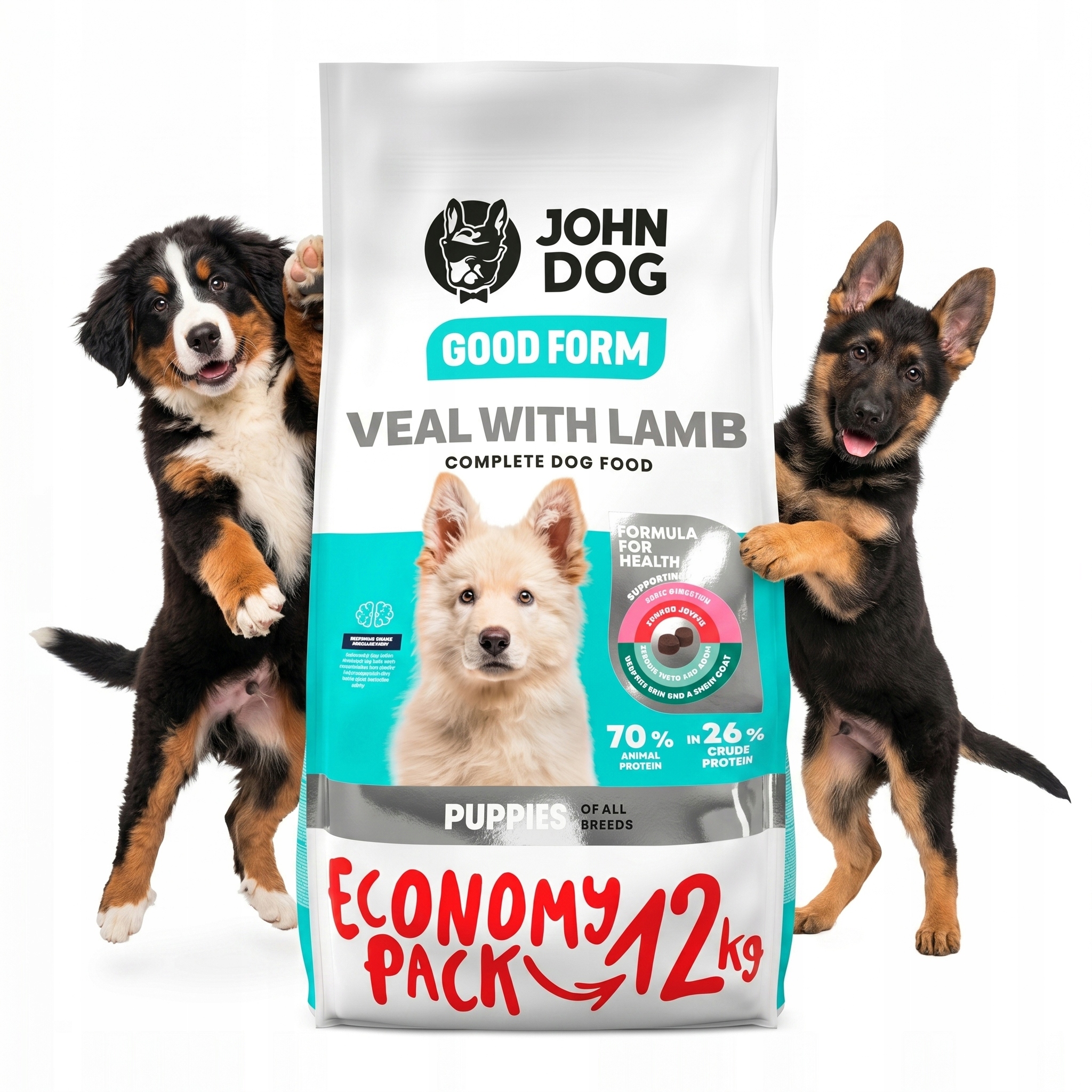 John Dog Good Form Szczeniak i Młode Psy Cielęcina Z Jagnięcina 12kg