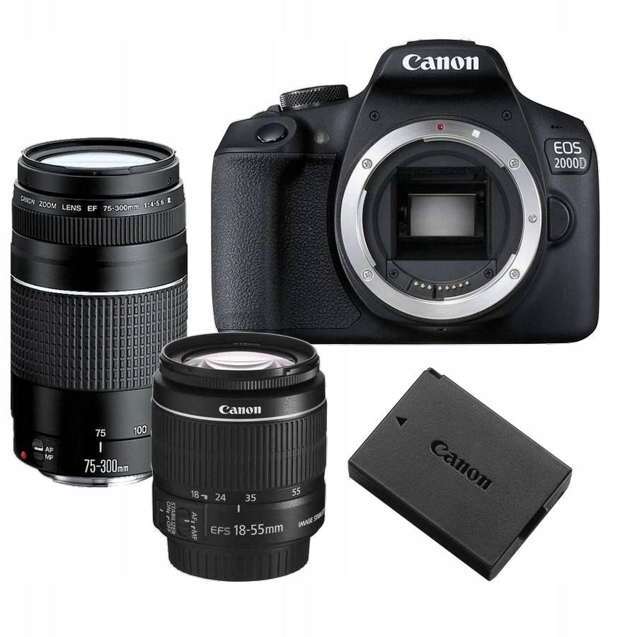 Sada Fotoaparát Canon Eos 2000D 18-55 Is II Canon 75-300 Akumulátor Can