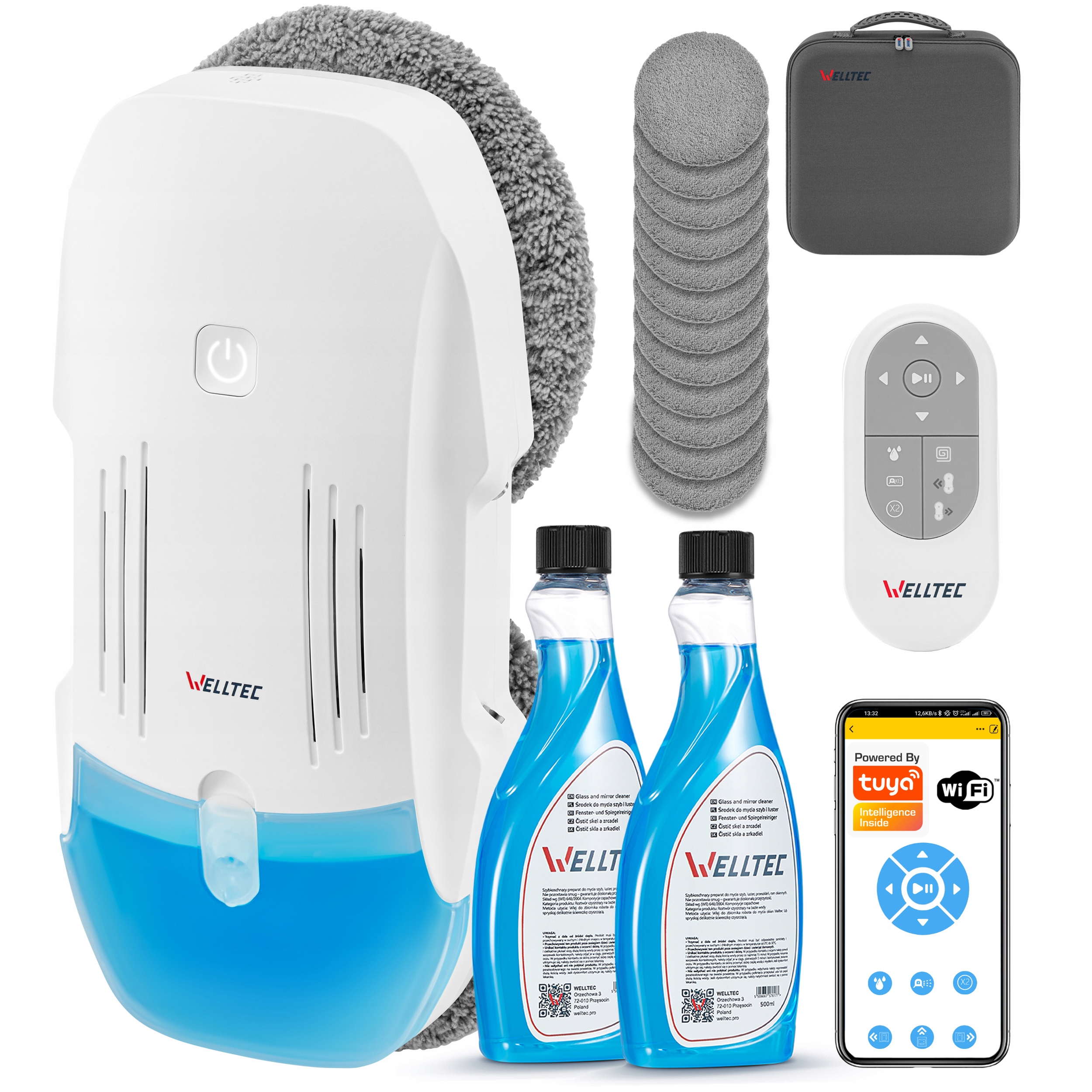 Welltec RX10 Pro Robot Do Mycia Okien 4000Pa WiFi Pilot Akcesoria