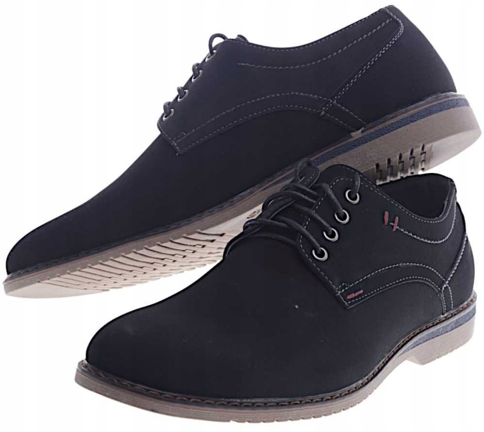 półbuty męskie czarne sznurowane wygodne r.43