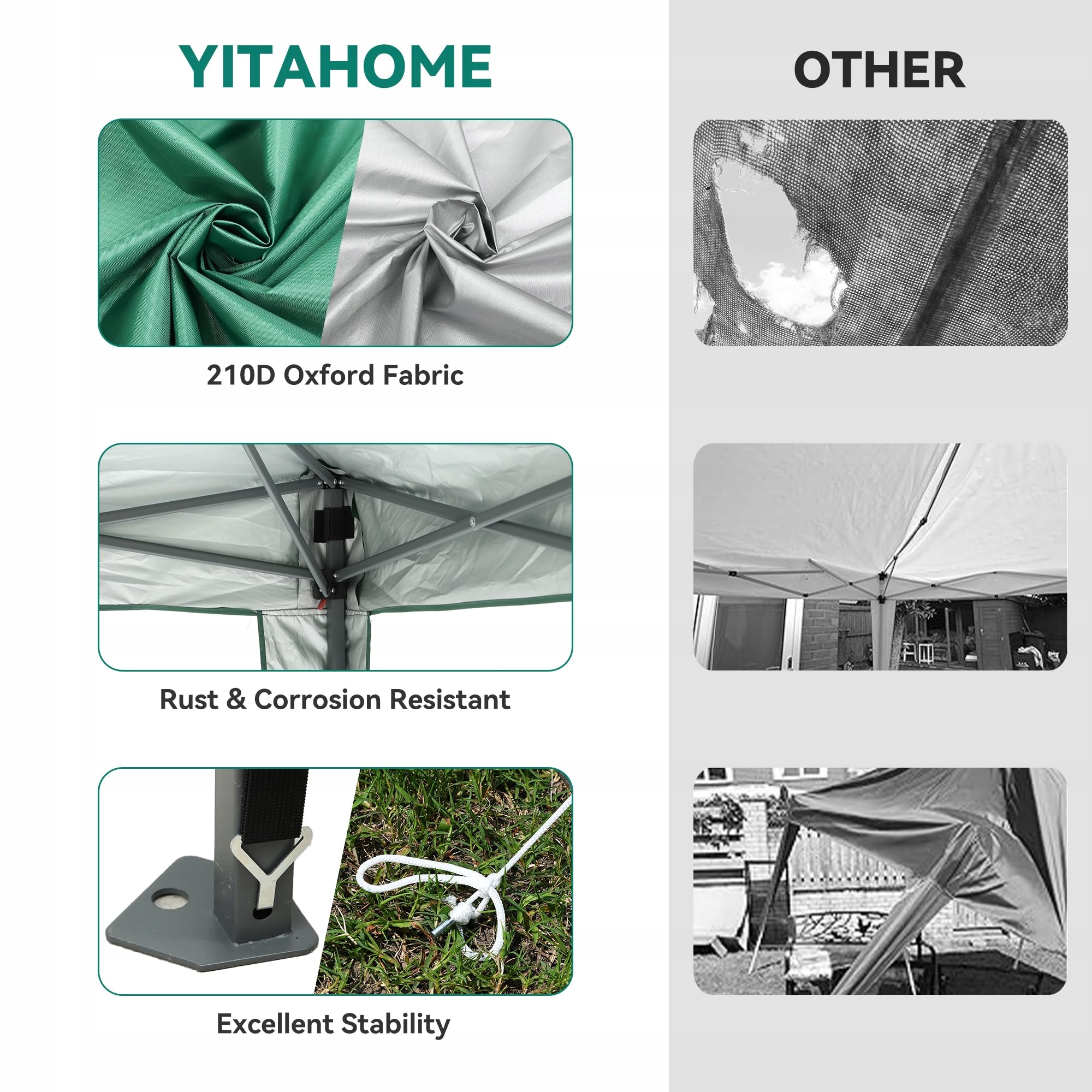 YITAHOME Namiot Ogrodowy 3x3m Wodoodporny Składany Anty-UV Na Camping — miniatura 4