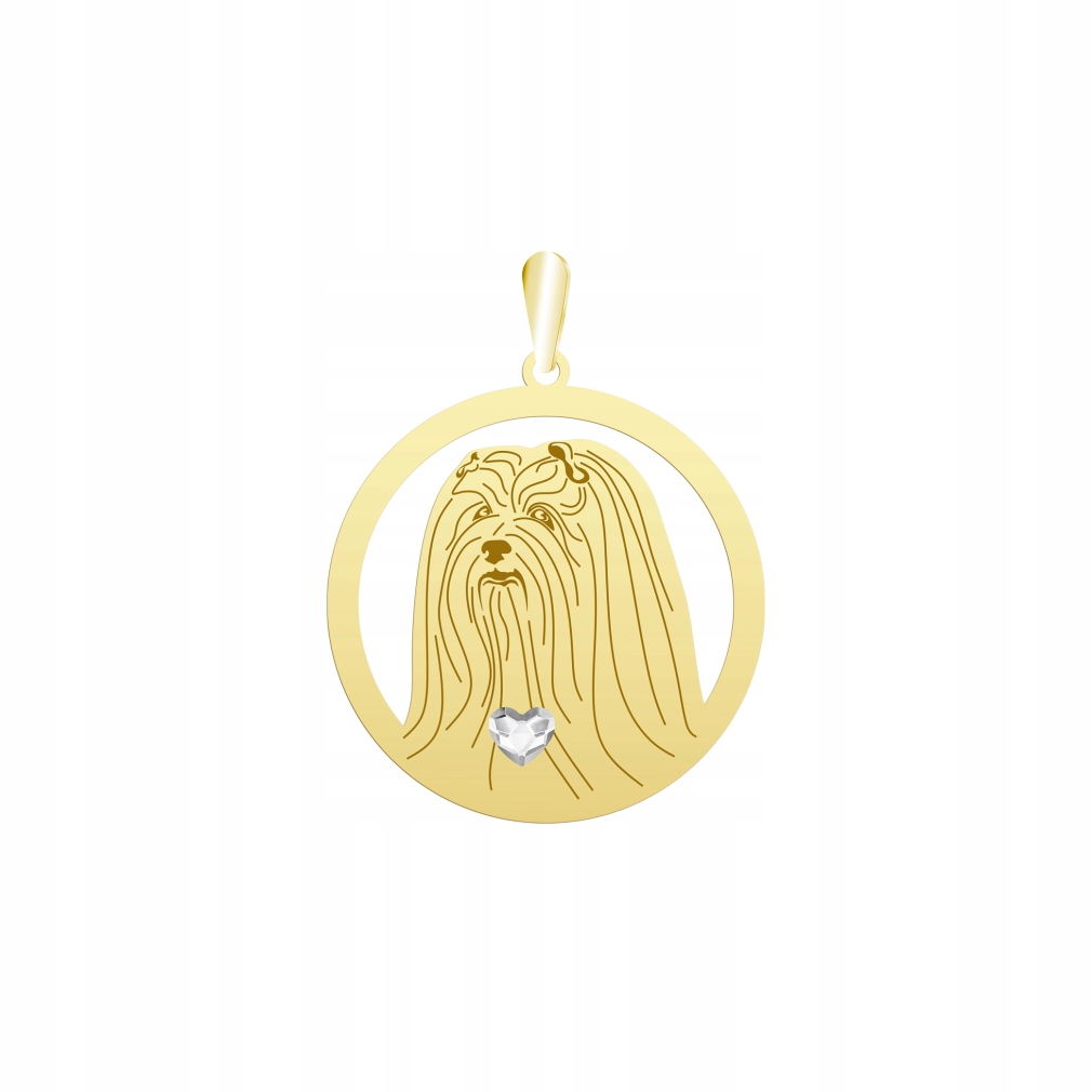 Zlatý přívěsek Lhasa Apso 925 Dárek Žena Šperky Gravírování Bonus