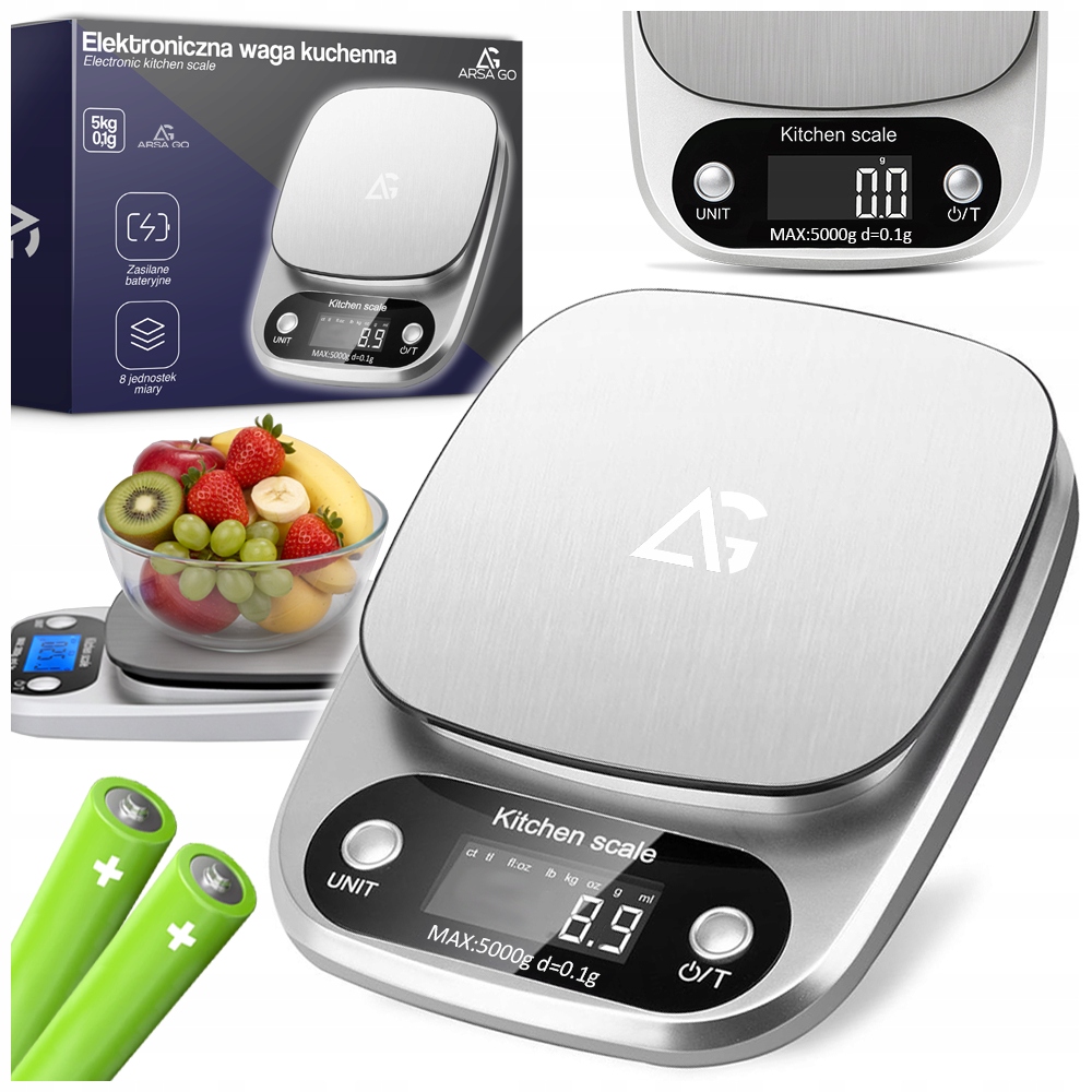 Elektroniczna Waga Kuchenna Precyzyjna LCD 5kg 5000g/0.1g Baterie Zestaw