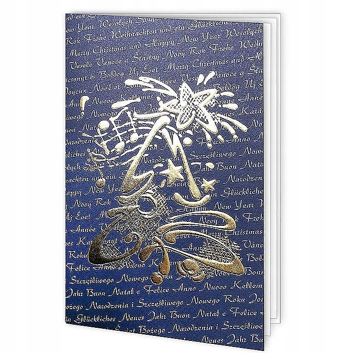 

Kartki świąteczne z życzeniami granatowa złocona