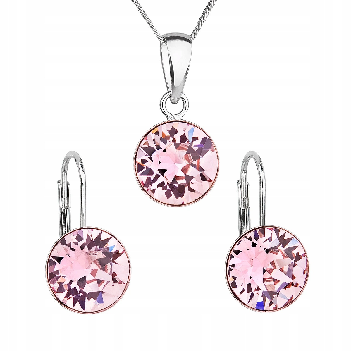 Sada šperků s krystaly Swarovski růžové kulaté 39140.3