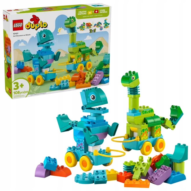 Lego 10451 Duplo 3V1 Dinosauři na kolečkách