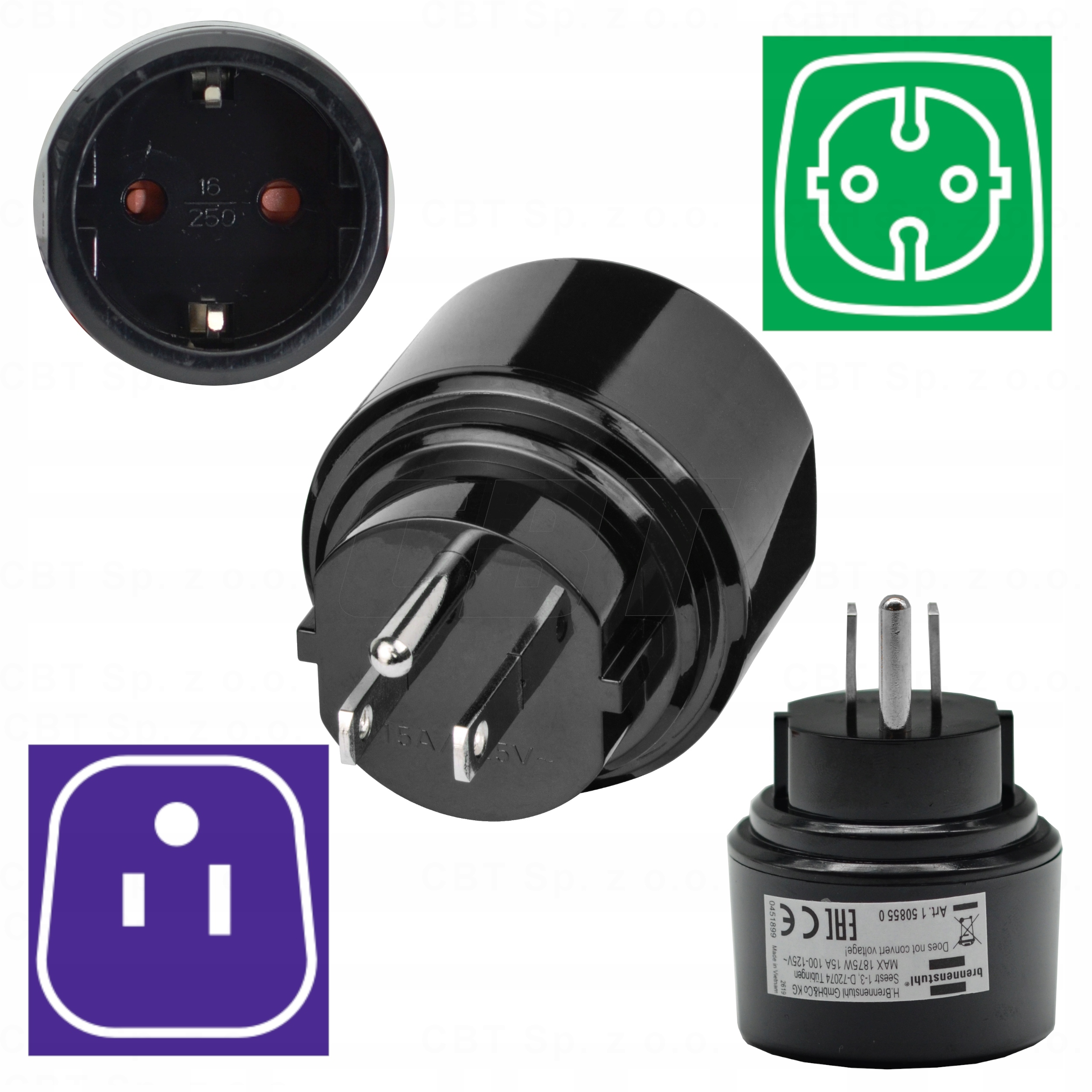 WTYCZKA PODRÓŻNA ADAPTER PRZEJŚCIOWY STANY ZJEDNOCZONE AMERYKA MEKSYK WTYK