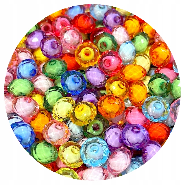 Koraliki Oponki rondelle 8x6mm akrylowe MIX 100szt