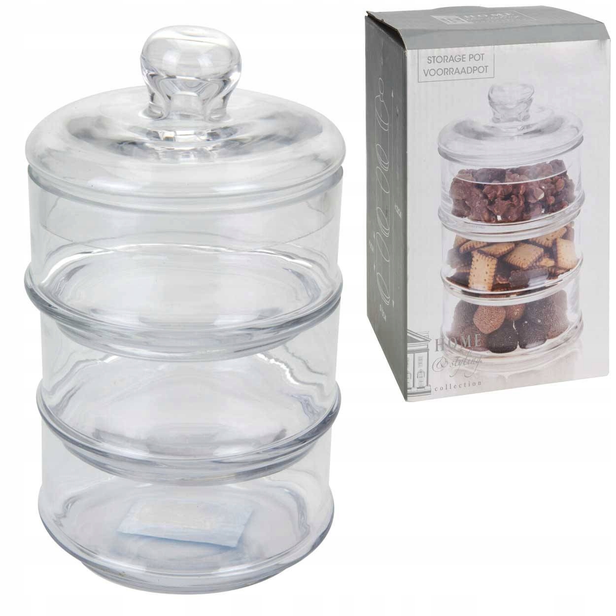 

Słoik Pojemnik na Ciastka szklany 3x500ml Piętrowy