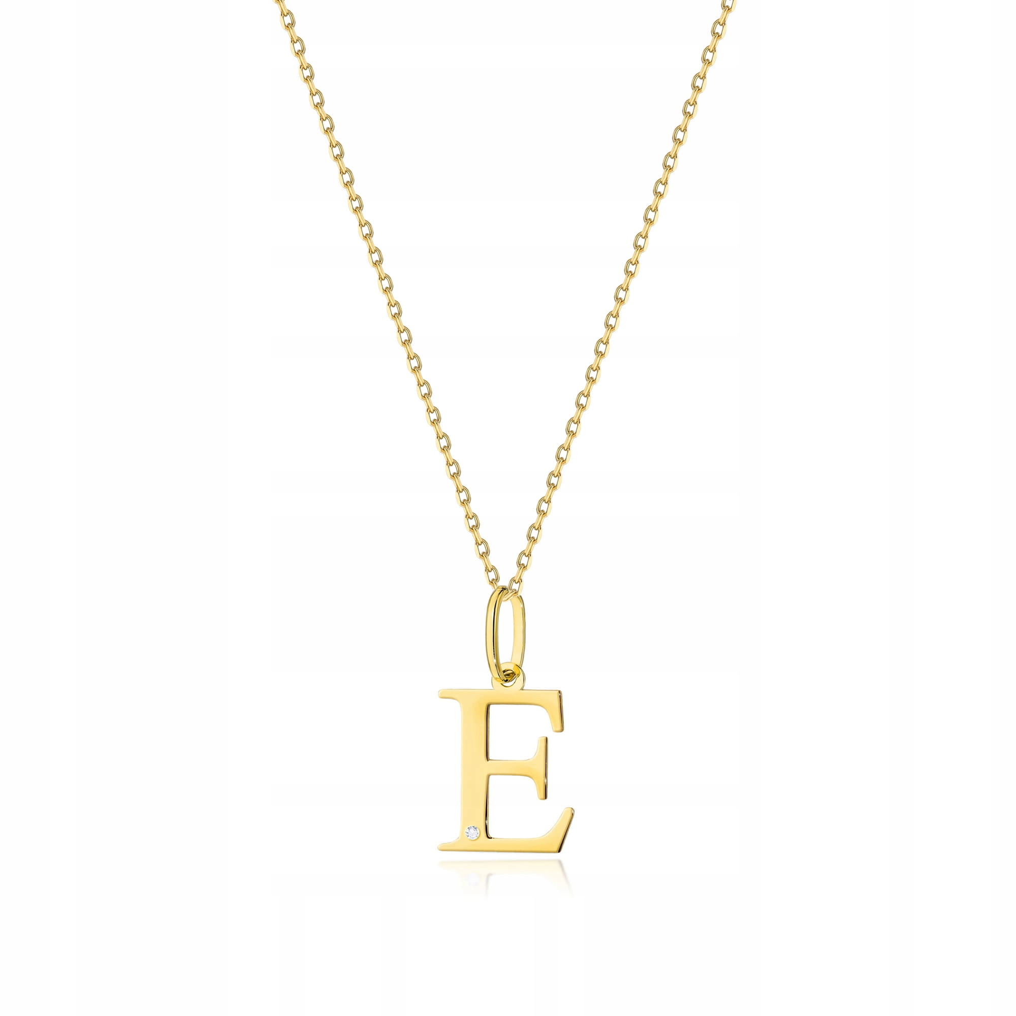 Zlatý náhrdelník s diamantem 585 celebrita s písmenem E, přírodní briliant