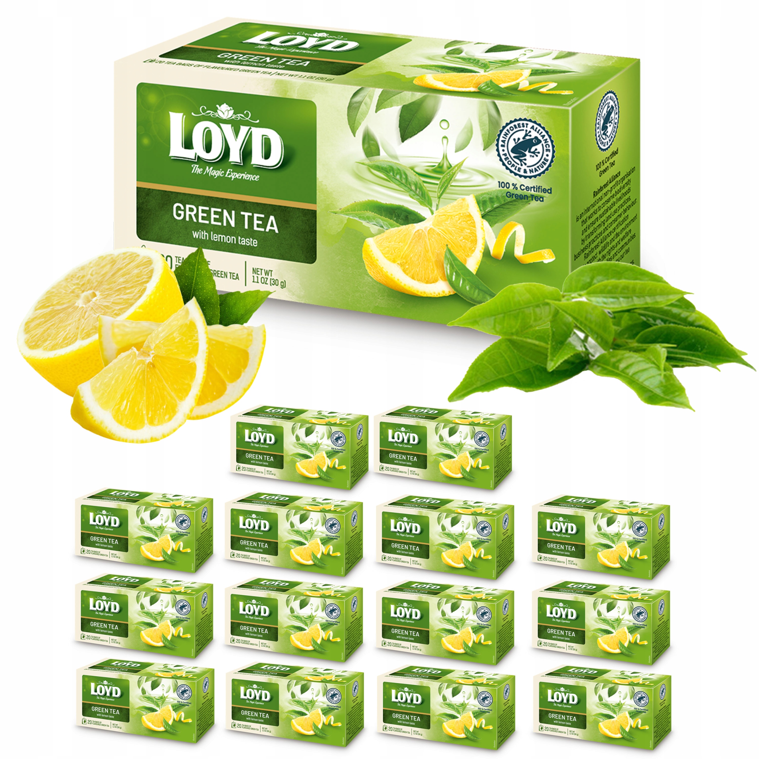 14 sztuk zestaw Ekspresowa Herbata Zielona Cytryna Green Tea Lemon 20T Loyd