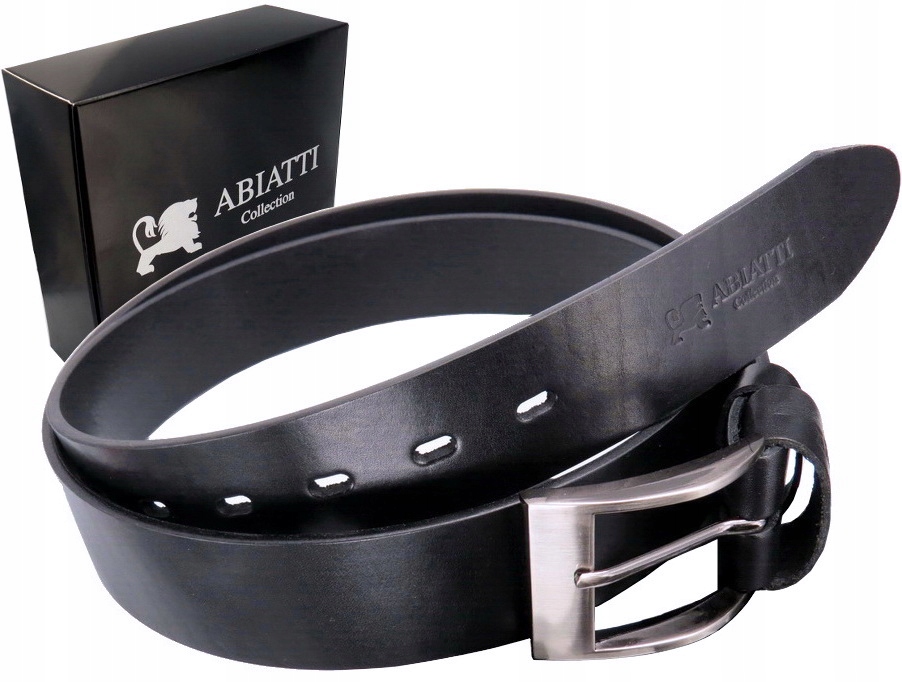 BRĄZOWY SKÓRZANY PASEK MĘSKI DO SPODNI SZEROKI PAS DO JEANSÓW GRUBA SKÓRA Długość bez klamry 135 cm