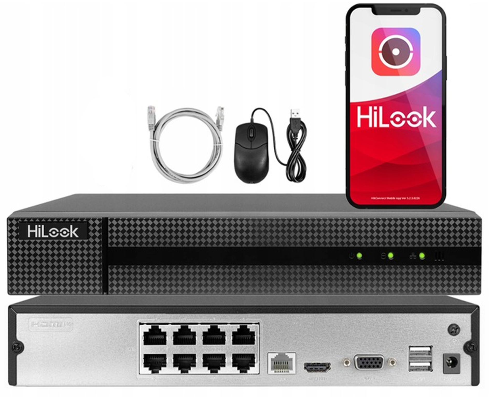 Ip rekordér 8 kanálů PoE až 6Mpx Apka HiLook od Hikvision Switch 8x PoE