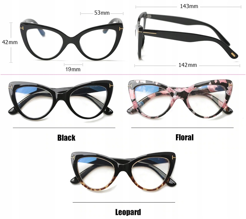 Okulary zerówki ANTYREFLEKSEM komputera KOCIE CAT Wzór dominujący inny wzór