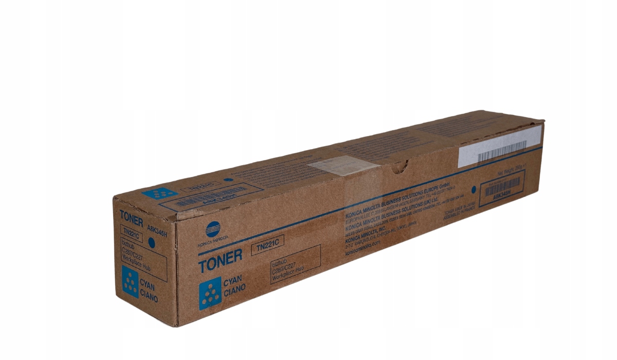 Toner Konica Minolta TN-221 A8K345H C Cyan Originál C227 C287 Polovina